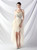 In Stock:Ship in 48 Hours Apricot Tulle Sequins Hi Lo Party Dress