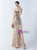 In Stock:Ship in 48 Hours Gold Sequins Straps Beading Split Party Dress