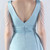 In Stock:Ship in 48 Hours Simple Blue Mermaid Pleats Beading Party Dress