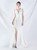 In Stock:Ship in 48 Hours Simple White Mermaid Beading Party Dress