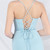 In Stock:Ship in 48 Hours Sky Blue Straps Split Pleats Party Dress