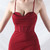 In Stock:Ship in 48 Hours Burgundy Straps Split Pleats Party Dress