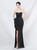 In Stock:Ship in 48 Hours Black Strapless Split Bow Party Dress