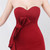 In Stock:Ship in 48 Hours Burgundy Strapless Split Bow Party Dress