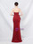 In Stock:Ship in 48 Hours Burgundy Strapless Split Bow Party Dress
