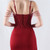 In Stock:Ship in 48 Hours Burgundy Spaghetti Straps Lace Party Dress