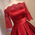 Short Half Sleeve Burgundy Satin Graduation Dresses 