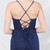 In Stock:Ship in 48 Hours Navy Blue Pleats Straps Split Party Dress