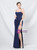 In Stock:Ship in 48 Hours Navy Blue Pleats Straps Split Party Dress
