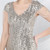 In Stock:Ship in 48 Hours Silver V-neck Sequins Beading Cap Sleeve Party Dress
