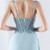 In Stock:Ship in 48 Hours Sky Blue Spaghetti Straps Split Lace Party Dress