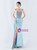 In Stock:Ship in 48 Hours Sky Blue Spaghetti Straps Split Lace Party Dress