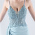 In Stock:Ship in 48 Hours Sky Blue Spaghetti Straps Split Lace Party Dress