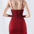 In Stock:Ship in 48 Hours Burgundy Spaghetti Straps Split Lace Party Dress