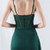 In Stock:Ship in 48 Hours Dark Green Spaghetti Straps Split Lace Party Dress
