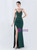 In Stock:Ship in 48 Hours Dark Green Spaghetti Straps Split Lace Party Dress