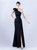 In Stock:Ship in 48 Hours Black One Shoulder Pleats Beading Party Dress