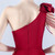 In Stock:Ship in 48 Hours Burgundy One Shoulder Pleats Beading Party Dress