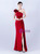 In Stock:Ship in 48 Hours Burgundy One Shoulder Pleats Beading Party Dress