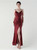 In Stock:Ship in 48 Hours Modest Burgundy Sequins Beading Party Dress