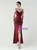 In Stock:Ship in 48 Hours Modest Burgundy Sequins Beading Party Dress