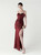 In Stock:Ship in 48 Hours Burgundy Sequins Straps Split Party Dress