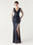 In Stock:Ship in 48 Hours Navy Blue Feather Sequins V-neck Party Dress 