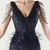 In Stock:Ship in 48 Hours Navy Blue Feather Sequins V-neck Party Dress 