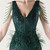 In Stock:Ship in 48 Hours Dark Green Feather Sequins V-neck Party Dress 