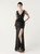 In Stock:Ship in 48 Hours Black Feather Sequins V-neck Party Dress 