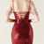 In Stock:Ship in 48 Hours Gorgeous Burgundy Sequins Split Beading Party Dress
