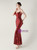 In Stock:Ship in 48 Hours Elegant Burgundy Sequins Straps Beading Party Dress