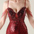 In Stock:Ship in 48 Hours Modest Burgundy Sequins Straps Beading Party Dress