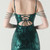 In Stock:Ship in 48 Hours Pretty Dark Green Sequins Straps Beading Party Dress