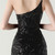  In Stock:Ship in 48 Hours Black Sequins One Shoulder Split Party Dress