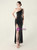 In Stock:Ship in 48 Hours Cheap Black One Shoulder Sequins Split Party Dress