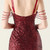 In Stock:Ship in 48 Hours New Burgundy Sequins V-neck Beading Party Dress