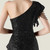 In Stock:Ship in 48 Hours Sexy Black Sequins One Shoulder Beading Party Dress