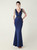 In Stock:Ship in 48 Hours Navy Blue Mermaid V-neck Beading Party Dress