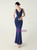 In Stock:Ship in 48 Hours Navy Blue Mermaid V-neck Beading Party Dress