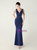 In Stock:Ship in 48 Hours Navy Blue Mermaid V-neck Beading Party Dress