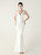 In Stock:Ship in 48 Hours Fashion White Mermaid V-neck Beading Party Dress