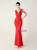 In Stock:Ship in 48 Hours Red Mermaid V-neck Beading Party Dress