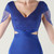 In Stock:Ship in 48 Hours Royal Blue V-neck Beading Split Party Dress