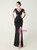 In Stock:Ship in 48 Hours Black V-neck Beading Split Party Dress
