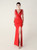 In Stock:Ship in 48 Hours Red V-neck Split Beading Party Dress