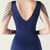 In Stock:Ship in 48 Hours Navy Blue V-neck Split Beading Party Dress