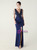 In Stock:Ship in 48 Hours Navy Blue V-neck Split Beading Party Dress
