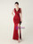 In Stock:Ship in 48 Hours Burgundy V-neck Split Beading Party Dress