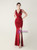 In Stock:Ship in 48 Hours Burgundy V-neck Split Beading Party Dress
